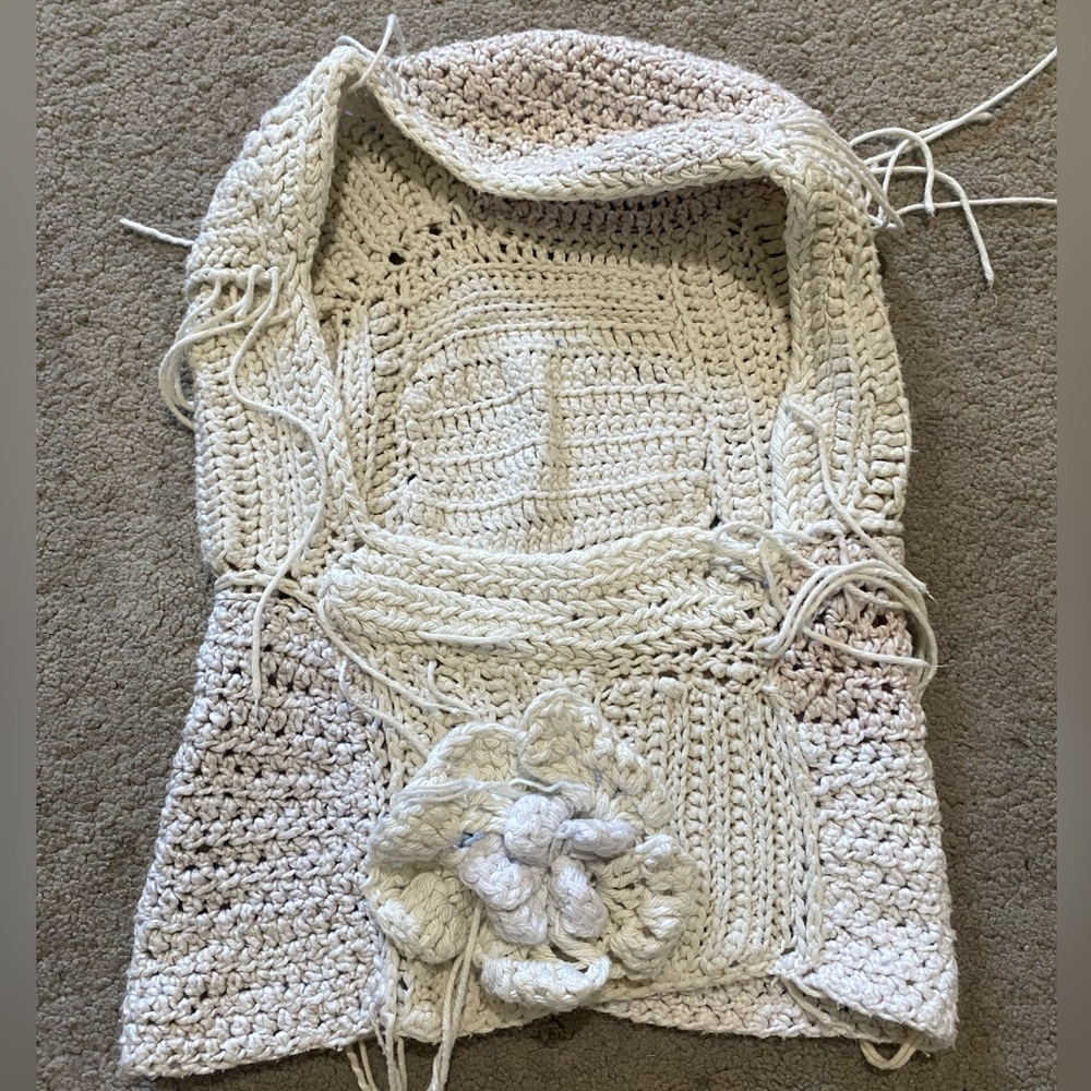 Handmade Crochet Balaclava with Flower Detail